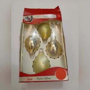 Santa's Glass By Krebs Ornaments 4ct Teardrops Gold